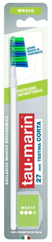 TAUMARIN PROFESSIONAL SPAZZOLINO 27 MEDIO TESTINA CORTA PROTEZIONE ANTIBATTERICA - Newepa Srl