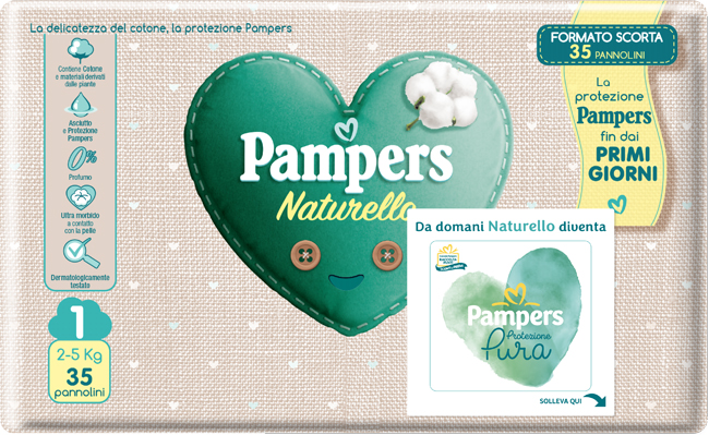 PANNOLINI PAMPERS PROTEZIONE PURA NATURELLO NEWBORN 35 PEZZI - Newepa Srl