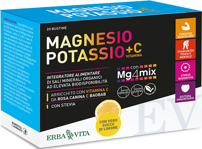 MAGNESIO POTASSIO +C VITAMINA GUSTO LIMONE 20 BUSTINE DA 3,8 G - Newepa Srl