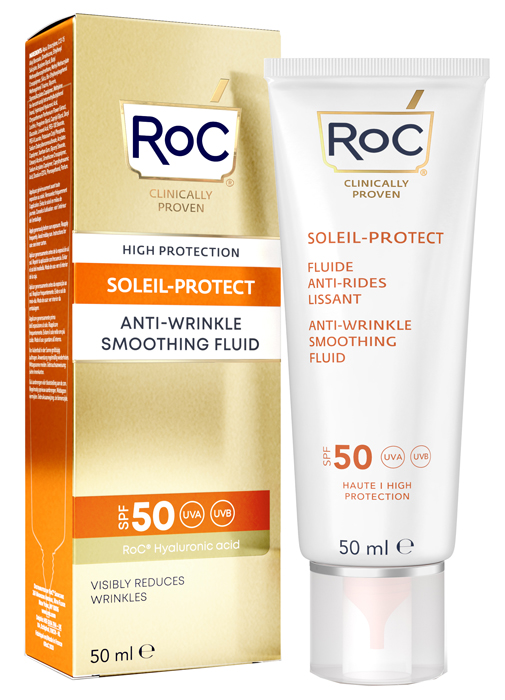 ROC FLUIDO SOLARE VISO SPF 50+ ANTI-RUGHE LEVIGANTE  50 ML - Newepa Srl