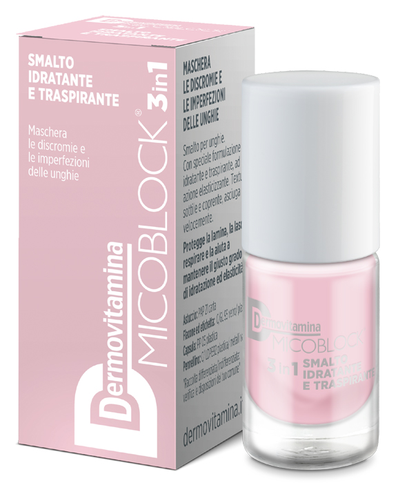 DERMOVITAMINA MICOBLOCK 3 IN 1 SMALTO IDRATANTE E TRASPIRANTE ROSA CHIARO 5 ML - Newepa Srl