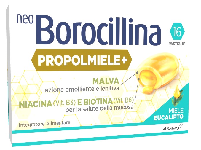 NEOBOROCILLINA PROPOLMIELE+ MIELE/EUCALIPTO 16 PASTIGLIE - Newepa Srl