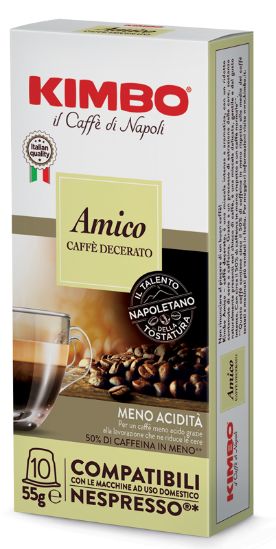 KIMBO AMICO CAFFE' TORREFATTO DECERATO E MACERATO 10 CAPSULE COMPATIBILI NESPRESSO 5,5 G - Newepa Srl