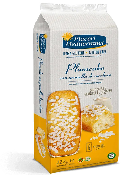 PIACERI MEDITERRANEI PLUMCAKE GRANELLA ZUCCHERO 6 PEZZI 37 G - Newepa Srl