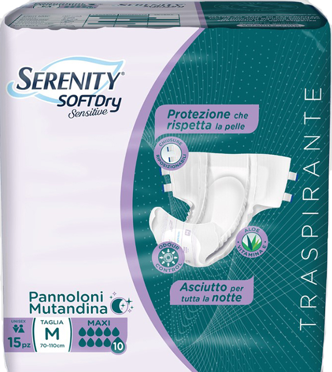 PANNOLONE MUTANDINA SERENITY SD SENSITIVE MAXI M 15 PEZZI - Newepa Srl