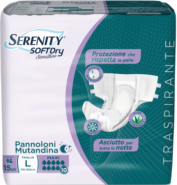 PANNOLONE MUTANDINA SERENITY SD SENSITIVE MAXI L 15 PEZZI - Newepa Srl
