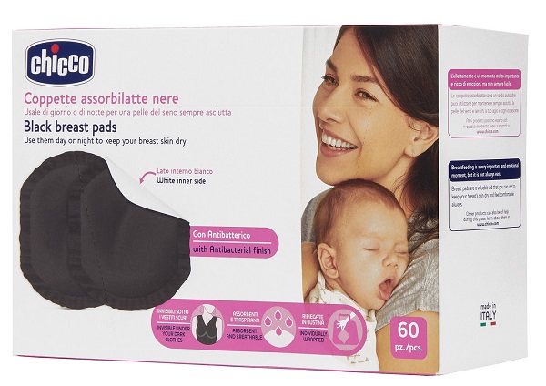 CHICCO COPPETTA ASSORBILATTE ANTIBATTERICA NERA 60 PEZZI - Newepa Srl