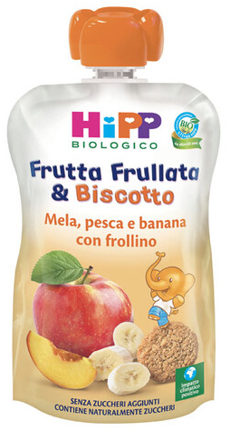 HIPP BIO FRUTTA FRULLATA &BISCOTTO MELA PESCA BANANA FROLLINO 90 G - Newepa Srl