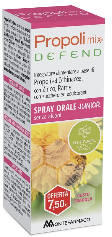 PROPOLI MIX DEFEND SPRAY ORALE JUNIOR ANALCOLICO 30 ML GUSTO FRAGOLA - Newepa Srl