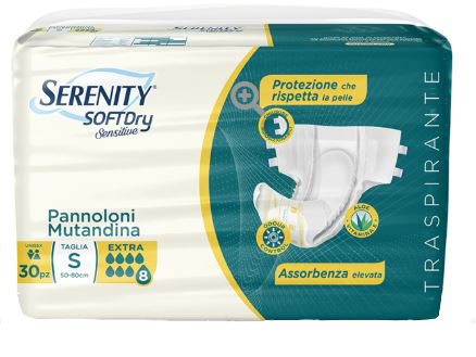 SERENITY PANNOLONE MUTANDINA SD SENSITIVE EXTRA TAGLIA S 30 PEZZI - Newepa Srl