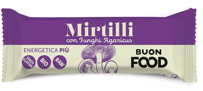 BUON FOOD BARRETTA BIO ENERGETICA MIRTILLI E FUNGHI AGARICUS 48 G - Newepa Srl