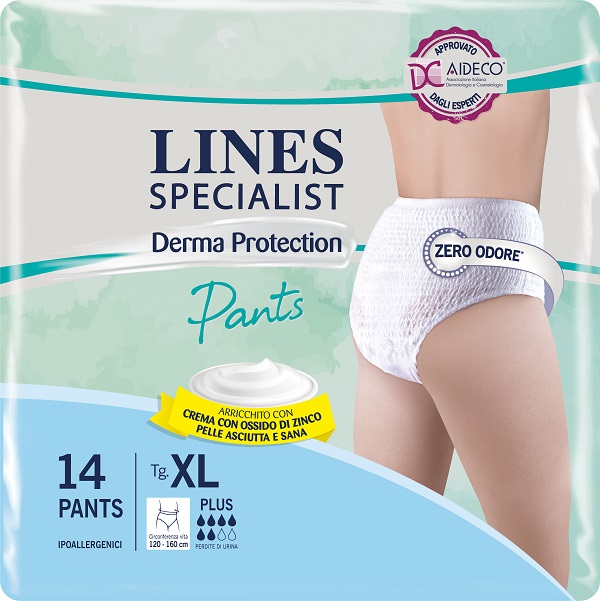 PANNOLONE PER INCONTINENZA LINES SPECIALIST DERMA PANTS PLUS XL 14 PEZZI - Newepa Srl
