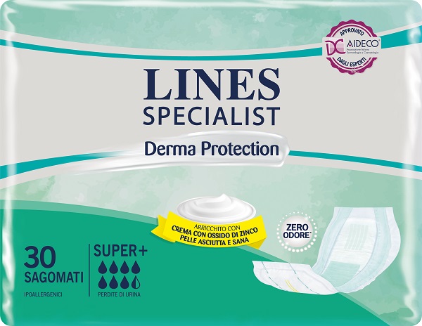 PANNOLONE PER INCONTINENZA LINES SPECIALIST DERMA SAGOMATO SUPER+ 30 PEZZI - Newepa Srl