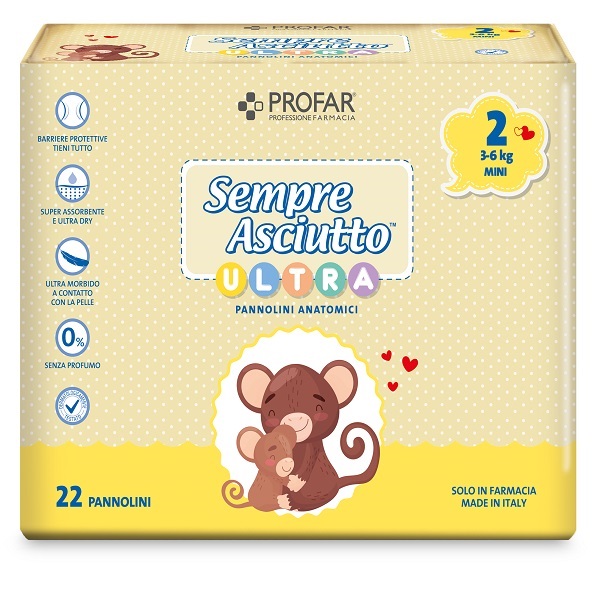 PANNOLINI PROFAR SEMPRE ASCIUTTO ULTRA MINI 3/6 KG 22 PEZZI - Newepa Srl