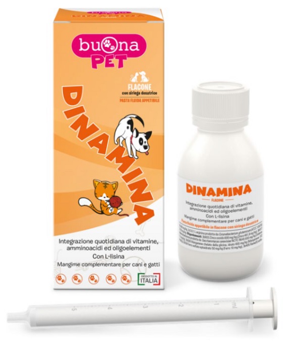 DINAMINA CANI GATTI FLACONE CON SIRINGA DOSATRICE IN PASTA 60 G BUONAPET - Newepa Srl