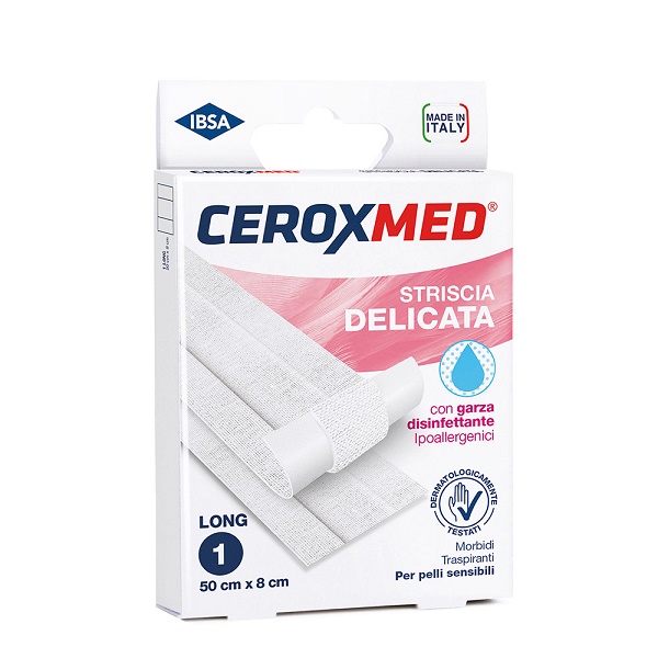 STRISCIA DELICATA CEROXMED CON GARZA DISINFETTANTE IPOALLERGENICA PER PELLI SENSIBILI 50X8CM 1 PEZZO - Newepa Srl