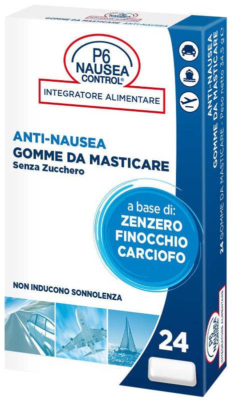 P6 NAUSEA CONTROL 24 GOMME DA MASTICARE SENZA ZUCCHERO - Newepa Srl