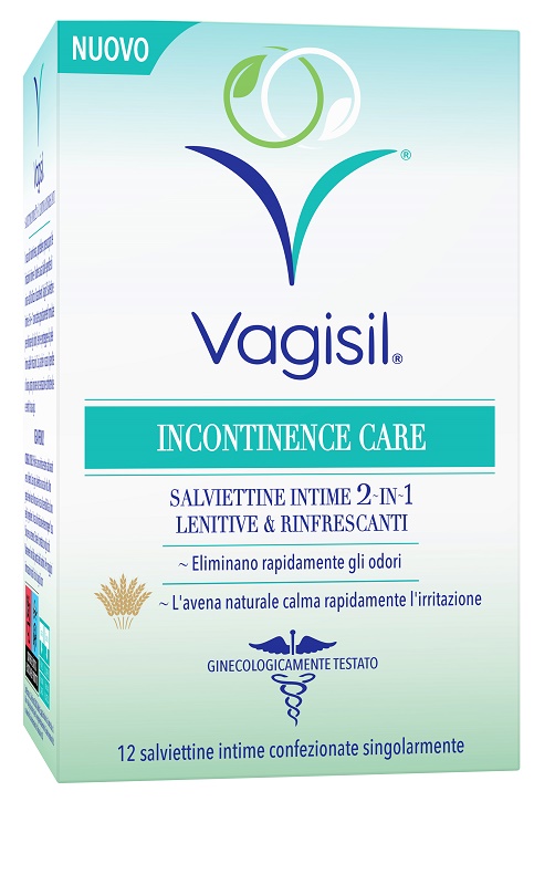 VAGISIL INCONTINENCE CARE SALVIETTINE INTIME 2IN1 LENITIVE & RINFRESCANTI 12 PEZZI - Newepa Srl