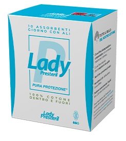 LADY PRESTERIL ASSORBENTI GIORNO CON ALI RIPIEGATI BIODEGRADABILI 10 PEZZI - Newepa Srl