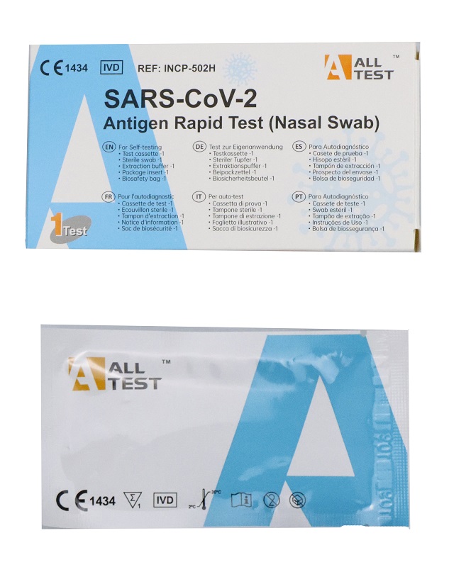 TEST ANTIGENICO RAPIDO COVID-19 ALLTEST AUTODIAGNOSTICO DETERMINAZIONE QUALITATIVA ANTIGENI SARS-COV-2 IN TAMPONI NASALI MEDIANTE IMMUNOCROMATOGRAFIA - Newepa Srl