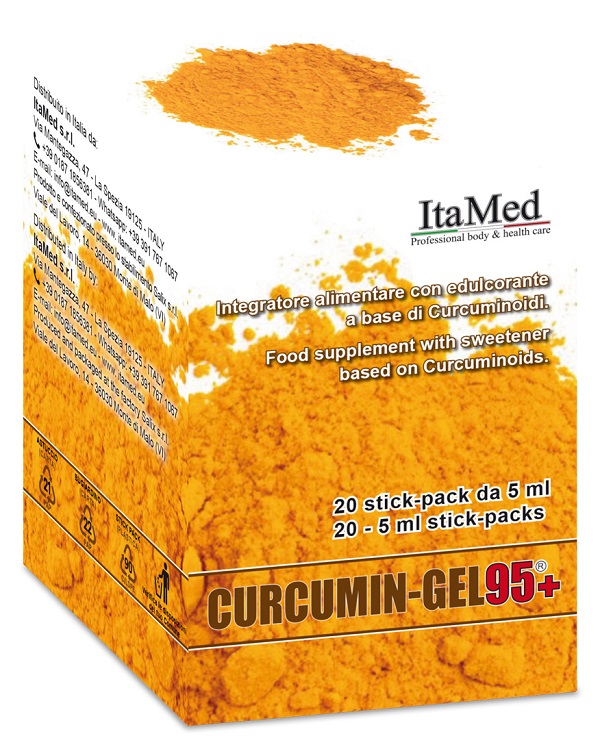CURCUMIN GEL 95+ 20 BUSTINE STICK PACK MONODOSE DA 5 ML AROMA LAMPONE - Newepa Srl