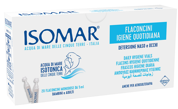 ISOMAR SOLUZIONE ISOTONICA ACQUA MARE IGIENE QUOTIDIANA 20 FLACONCINI MONODOSE 5 ML - Newepa Srl