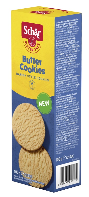 SCHAR BUTTER COOKIES BISCOTTI DI PASTAFROLLA 3 PORZIONI DA 33 G - Newepa Srl