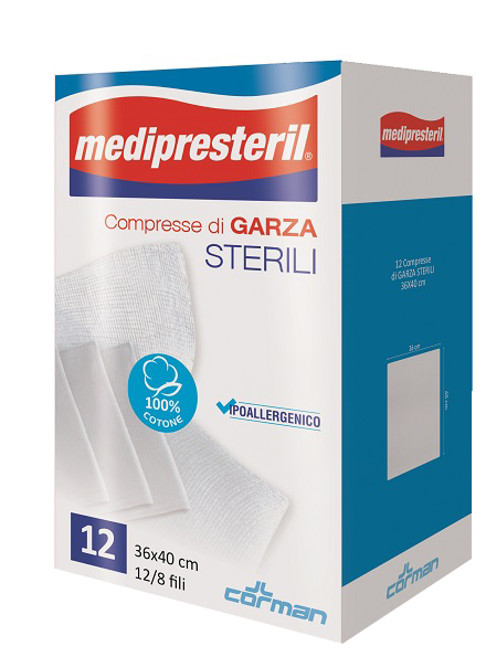 GARZA COMPRESSA MEDIPRESTERIL 12/8 FU 36X40CM 12 PEZZI - Newepa Srl