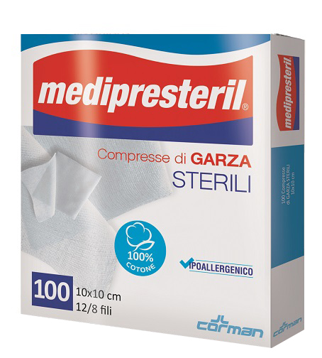 GARZA COMPRESSA MEDIPRESTERIL 12/8 FU 10X10CM 100 PEZZI - Newepa Srl