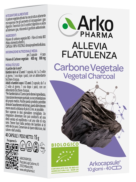 ARKO CAPSULE CARBONE VEGETALE BIO 40 CAPSULE - Newepa Srl