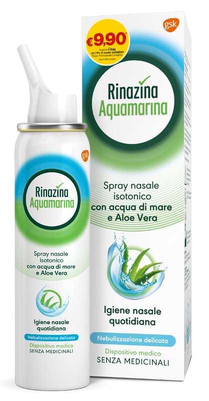 SOLUZIONE ISOTONICA RINAZINA AQUAMARINA ALOE DELICATA PROMO 100 ML - Newepa Srl