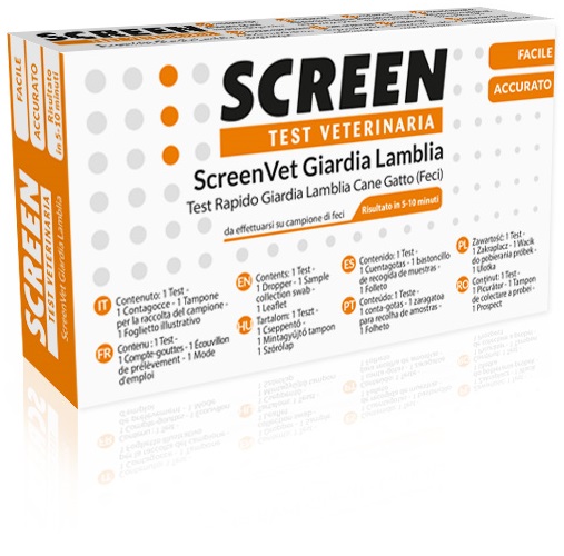 SCREENVET TEST RAPIDO VETERINARIA GIARDIA LAMBLIA FECI CANE E GATTO - Newepa Srl