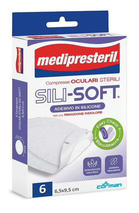 MEDIPRESTERIL COMPRESSA OCULARE ADESIVE WHITE SILICON 6 PEZZI - Newepa Srl