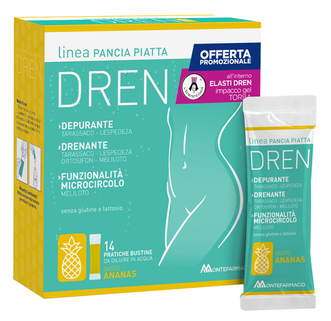PANCIA PIATTA DREN ANANAS 14 BUSTINE STICK PACK + TORBA DRENANTE - Newepa Srl