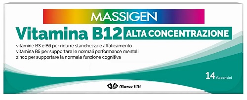 MASSIGEN VITAMINA B12 ALTA CONCENTRAZIONE 14 FLACONCINI - Newepa Srl