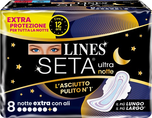 LINES SETA ULTRA ASSORBENTI NOTTE 8 PEZZI - Newepa Srl