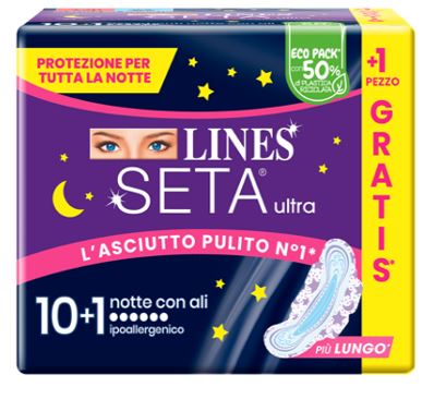 LINES SETA ULTRA ASSORBENTI NOTTE CP 10+1 PEZZI - Newepa Srl