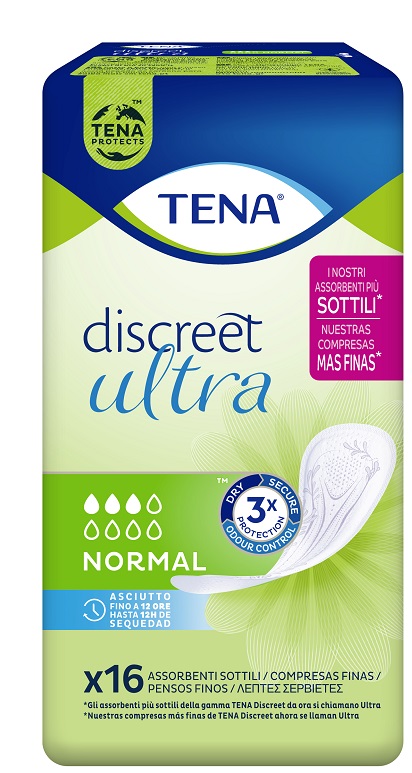 PANNOLONE SAGOMATO TENA DISCREET ULTRA NORMAL 16 PEZZI - Newepa Srl