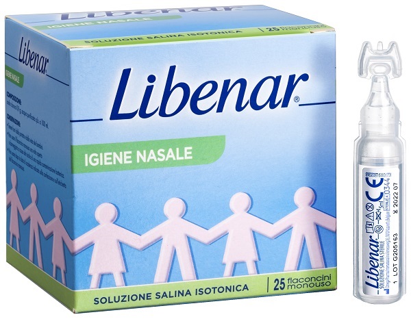 SOLUZIONE SALINA ISOTONICA 0,9% LIBENAR PER IGIENE NASALE 25 FLACONCINI MONOUSO X 5 ML - Newepa Srl
