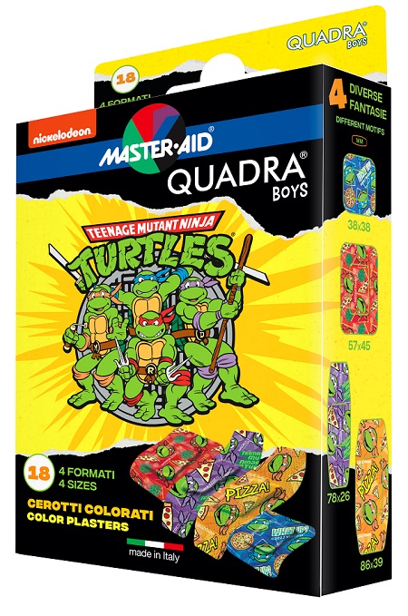 CEROTTO MASTER-AID QUADRA BOYS NINJA TURTLES ASSORTITI 18 PEZZI - Newepa Srl