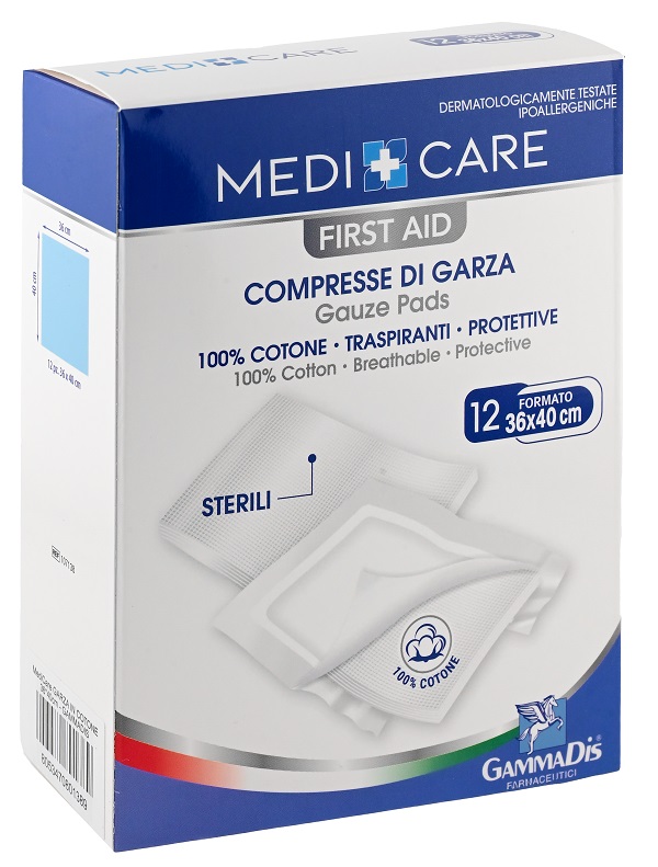 GARZA MEDICARE COTONE 36X40 CM 12 PEZZI - Newepa Srl