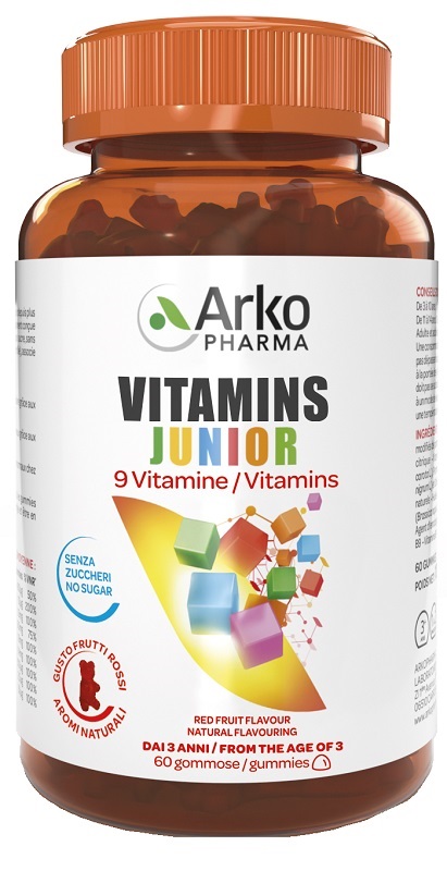 VITAMINS JUNIOR 60 GUMMIES SENZA ZUCCHERI GUSTO FRUTTI ROSSI - Newepa Srl