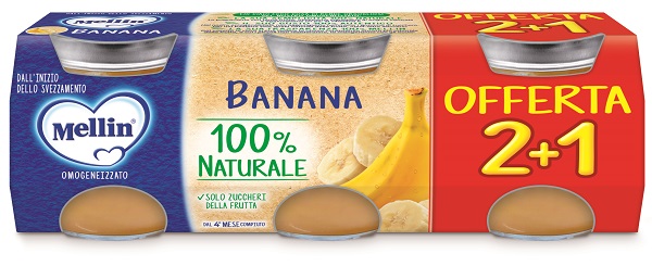 MELLIN OMOGENEIZZATO BANANA 3 PEZZI DA 100 G - Newepa Srl