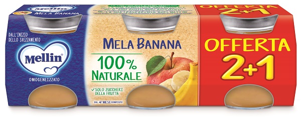 MELLIN OMOGENEIZZATO MELA BANANA 3 PEZZI DA 100 G - Newepa Srl