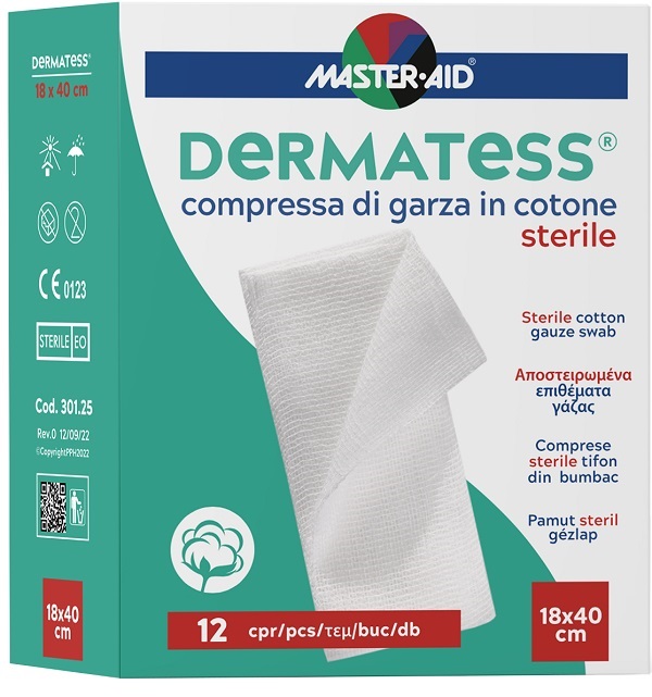 GARZA IDROFILA DERMATESS COTONE 18X40 12 PEZZI - Newepa Srl