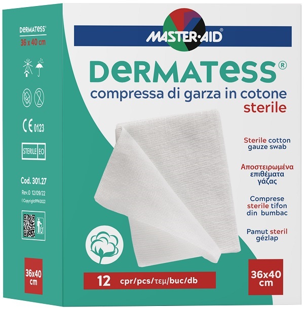 GARZA COMPRESSA DERMATESS IN COTONE 36X40CM 12 PEZZI - Newepa Srl