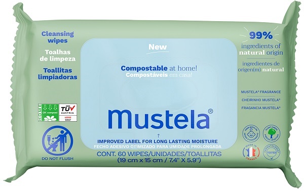 MUSTELA SALVIETTE COMPOSTABILI PROFUMATE 60 PEZZI - Newepa Srl