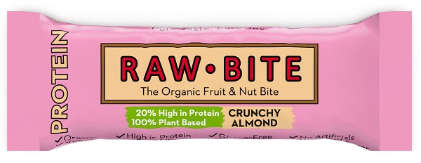 RAW BITE PROTEIN CRUNCHY ALMOND BARRETTA 45 G - Newepa Srl