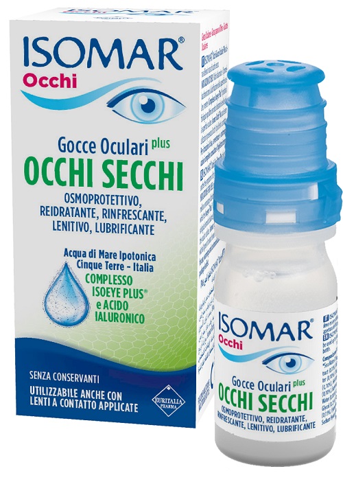 ISOMAR OCCHI SECCHI PLUS GOCCE OCULARI ACIDO IALURONICO 0,20% 10 ML - Newepa Srl